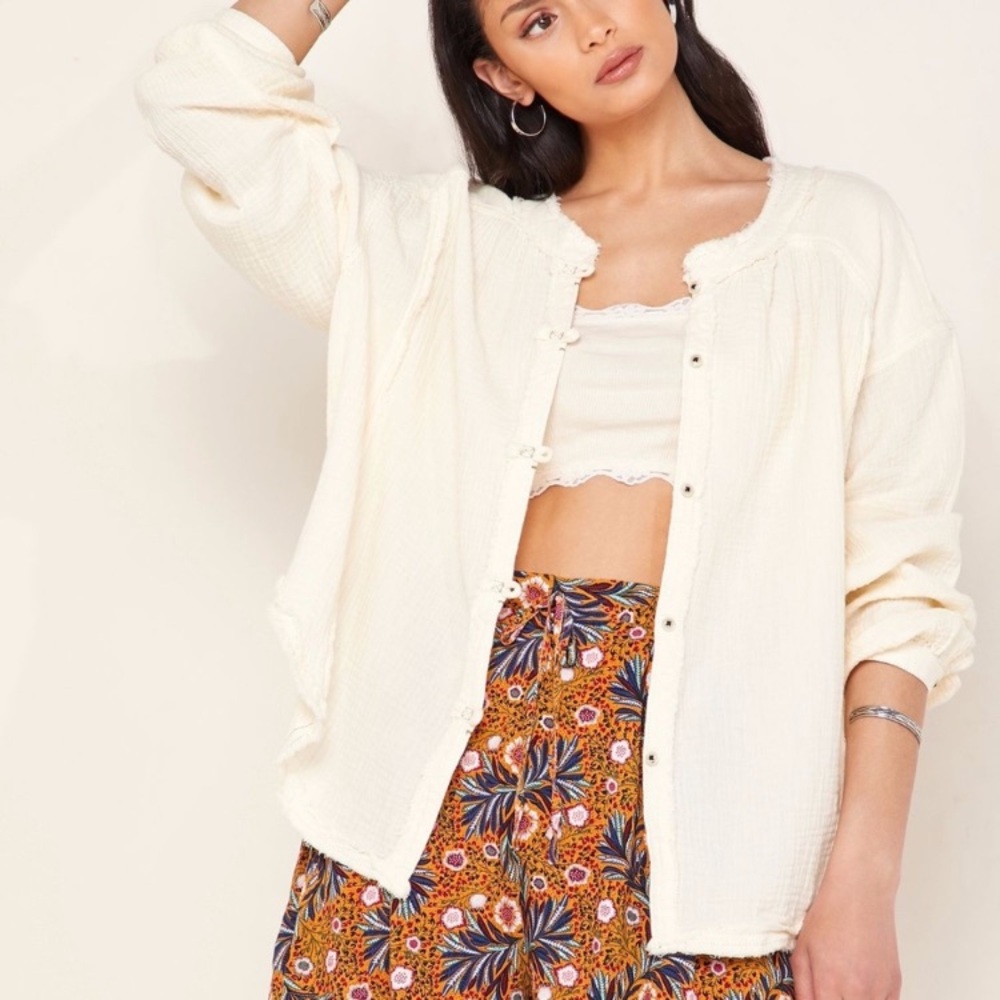 (A11) Free People Moving Mountains Front Tie Button, Size Small, NWT